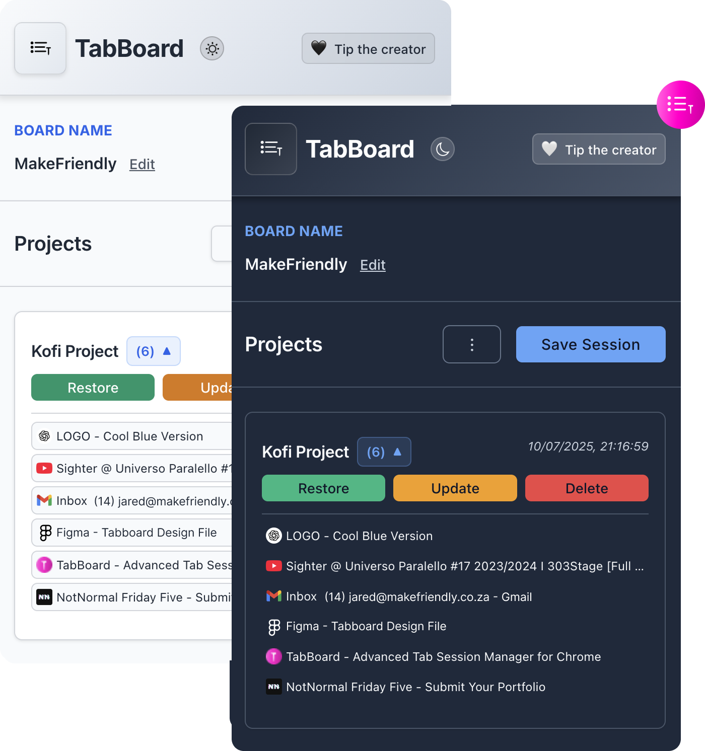 TabBoard Extension Interface